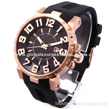 Extra Large Face Watch for Men, with Silicone Strap and Stainless Steel Case